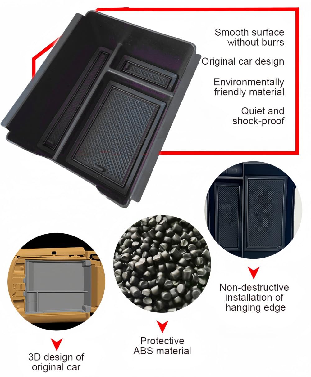 】Duster 3 compartimento de almacenamiento para consola central para Dacia Duster 3 2024-2025 2026 accesorios reposabrazos caja de almacenamiento organizador (sin freno de mano, negro)