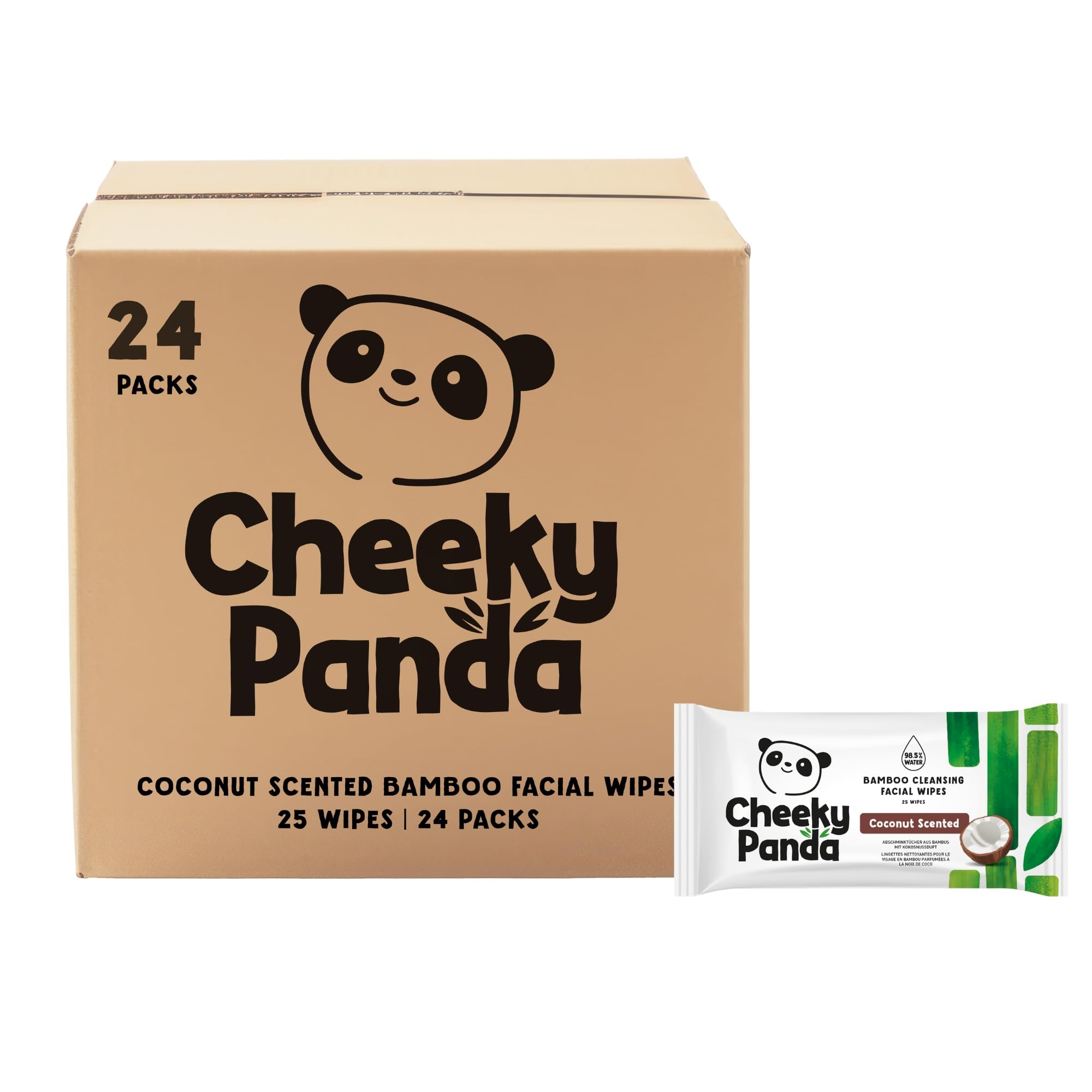 The Cheeky Panda Bambus-Gesichtsreinigungstücher, Kokosnussduft, 24 Stück