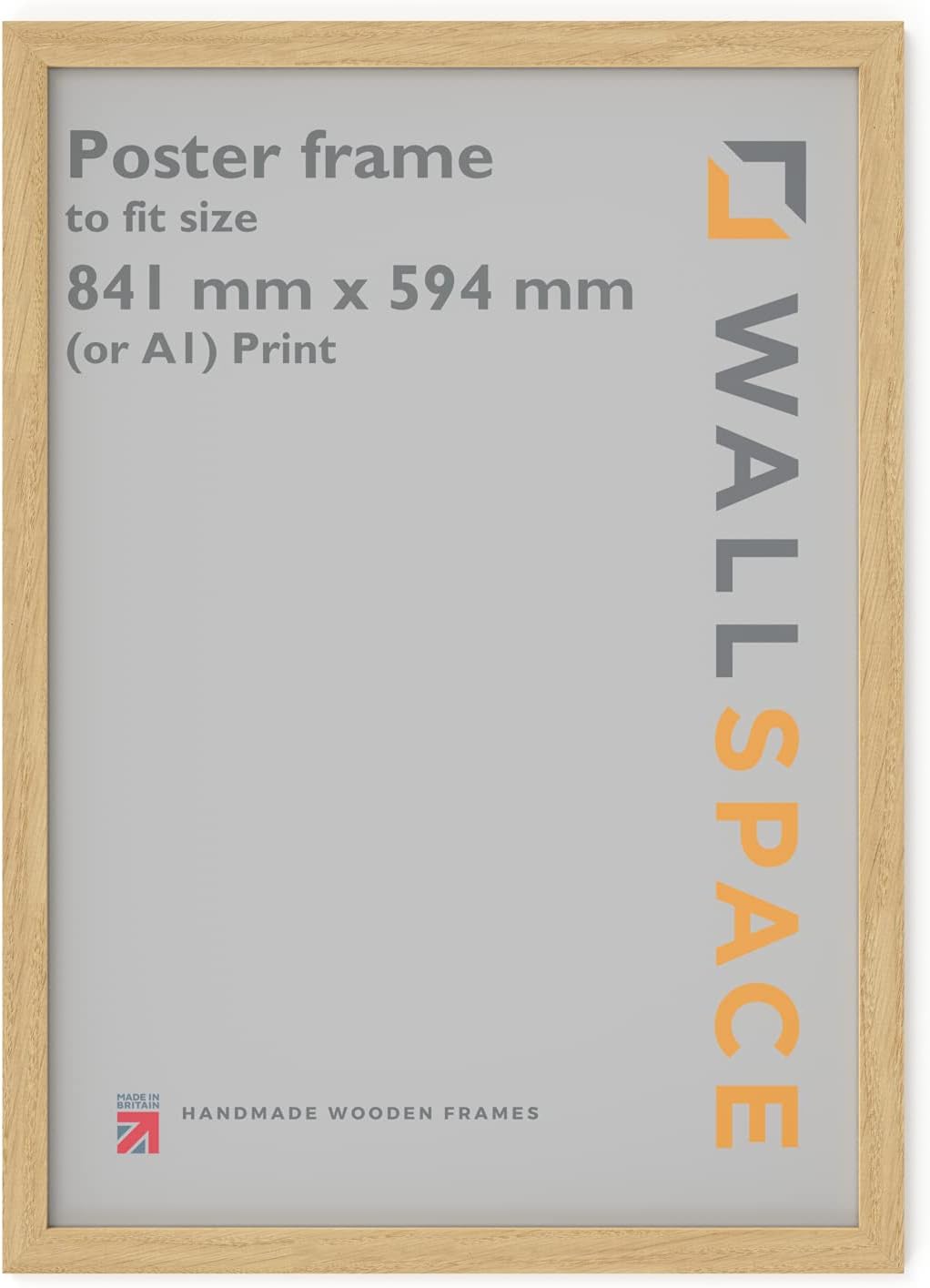 Wall Space A1 Frame in Oak | 59.4 x 84.1 cm Wooden Picture Frame for Posters - 594 x 841mm Made From Solid Oak