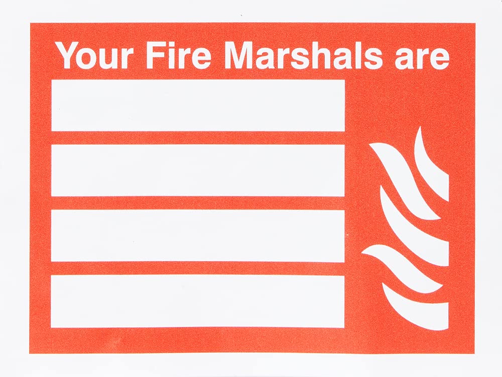 Seco Your Fire Marshals are & Fire Sign, 200mm x 150mm - Self Adhesive Vinyl