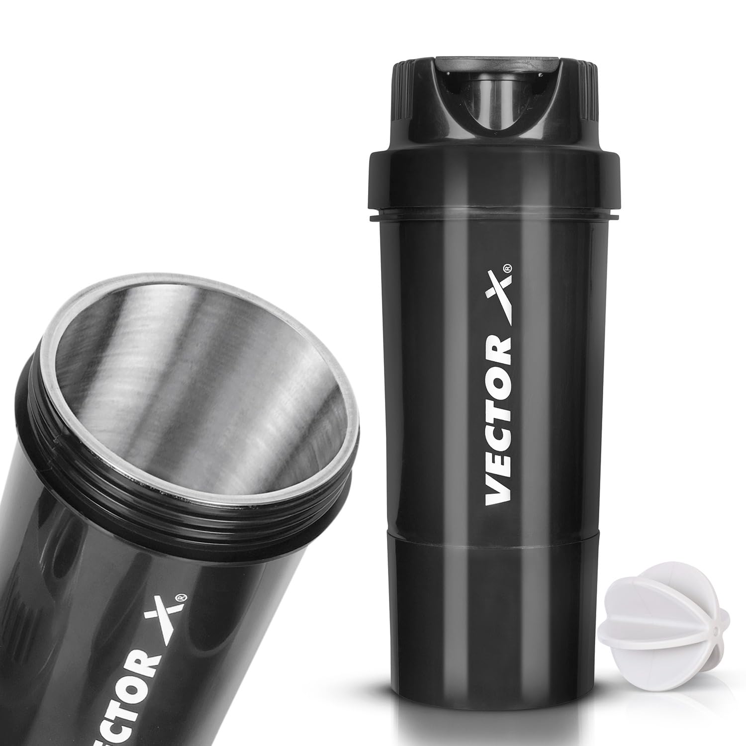 Vector X Thunder Steel Shaker Bottle For Protein Shake With Material Grade 0.5 Non Toxic 500 ml Shaker (Black)-image-5