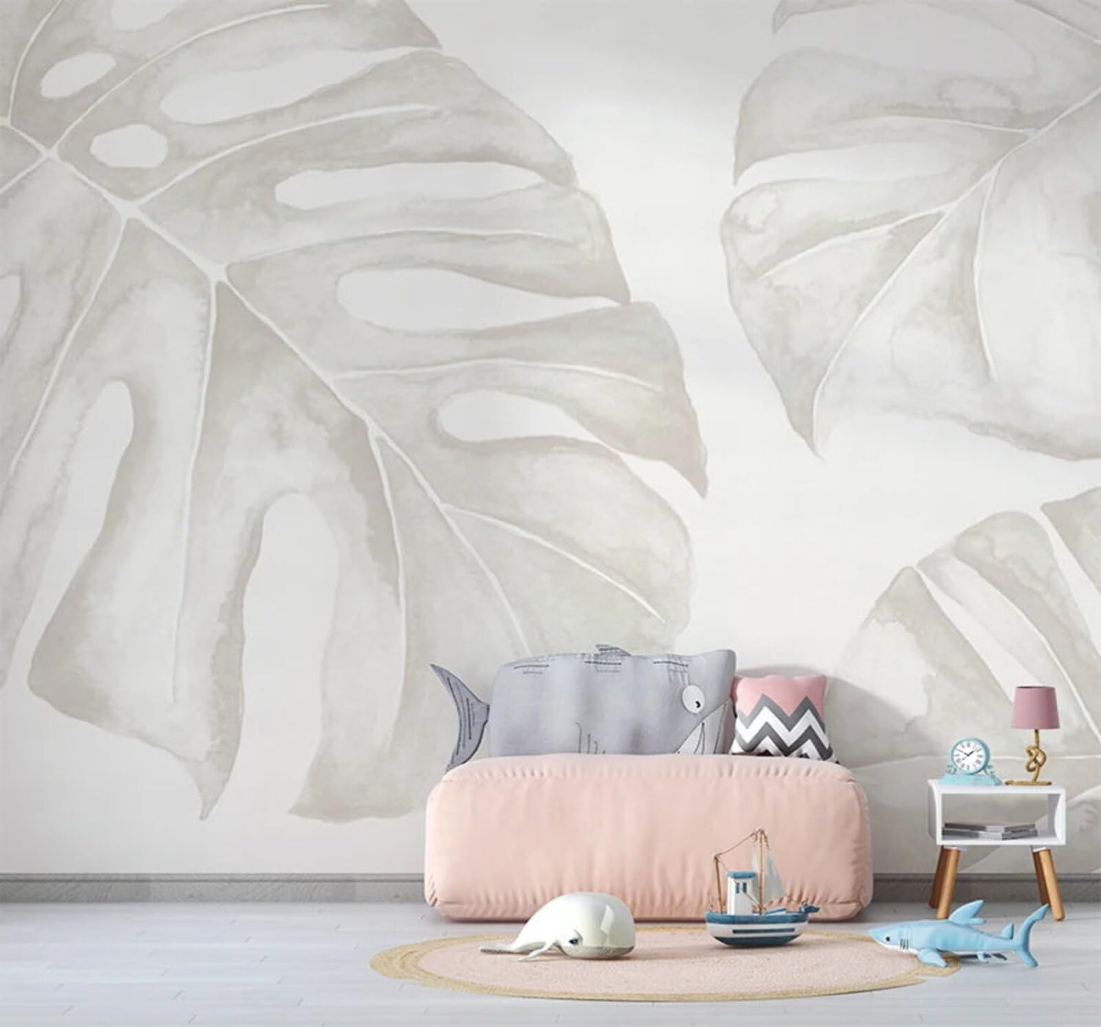 Wallpaper-3D-Xlm 200Cm×140Cm(B×H) Minimalist Hand Drawn Watercolour Turtleback Leaf Unique 3D Wallpaper Easy Install Feature Office Living Room Sofa Bedroom Tv Background Wall Decoration-200Cm×140Cm