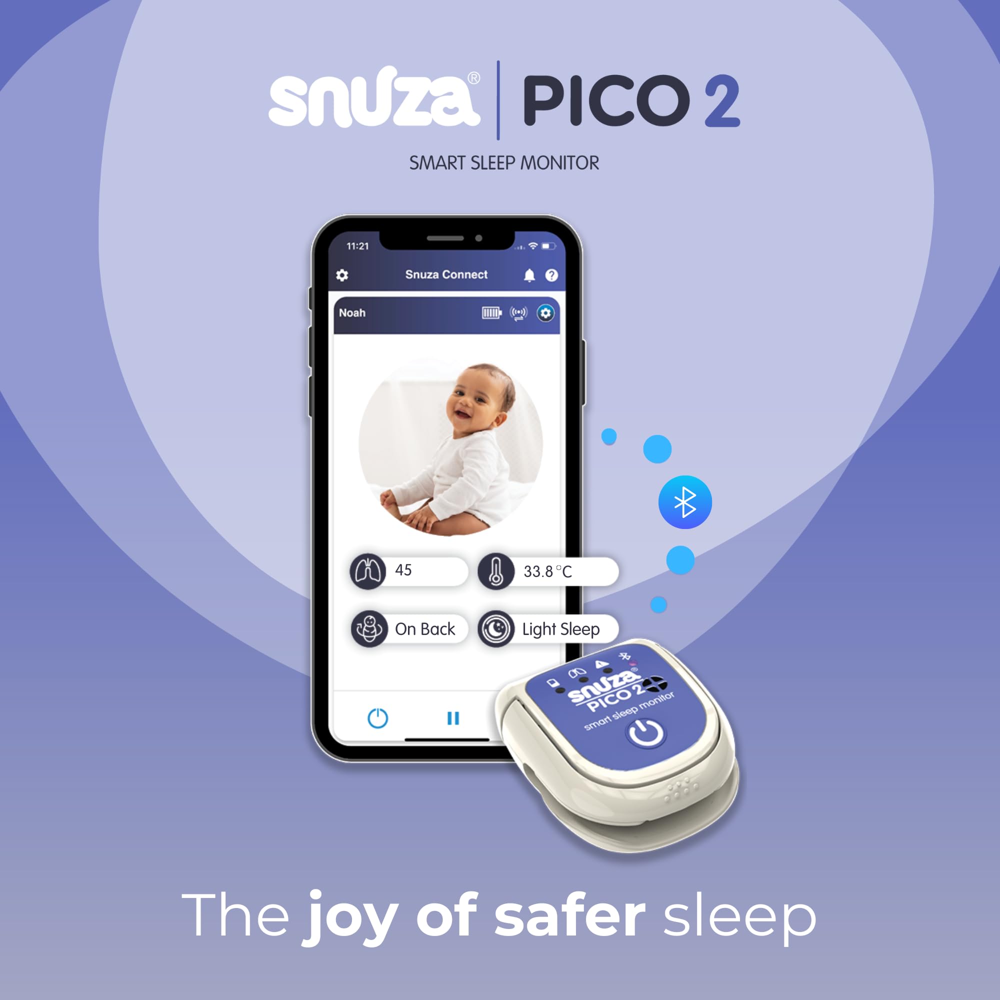 Baby monitor del sonno intelligente Snuza Pico 2 con app