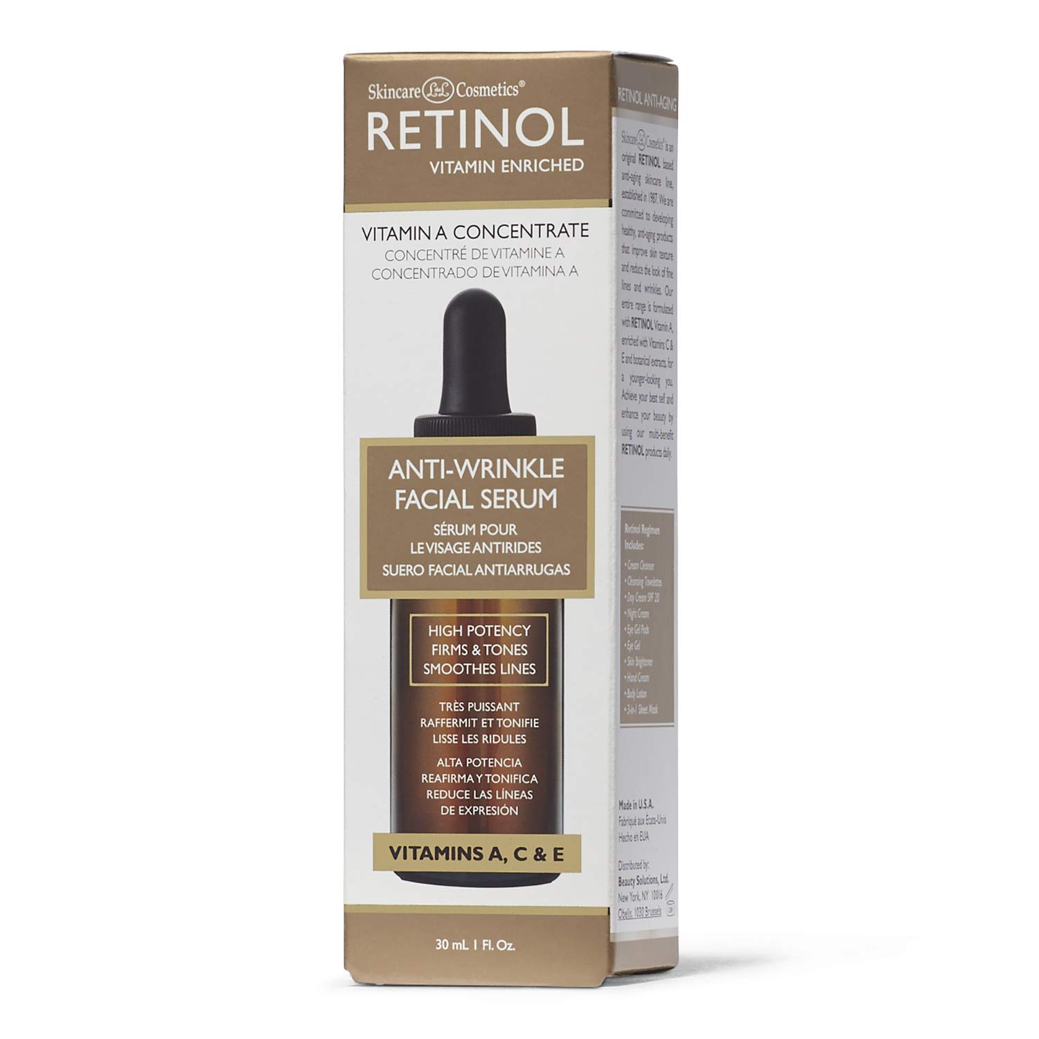 Skincare LdeL Cosmetics, Retinol Enriched Anti-Wrinkle Facial Serum, 1-Ounce Bottle