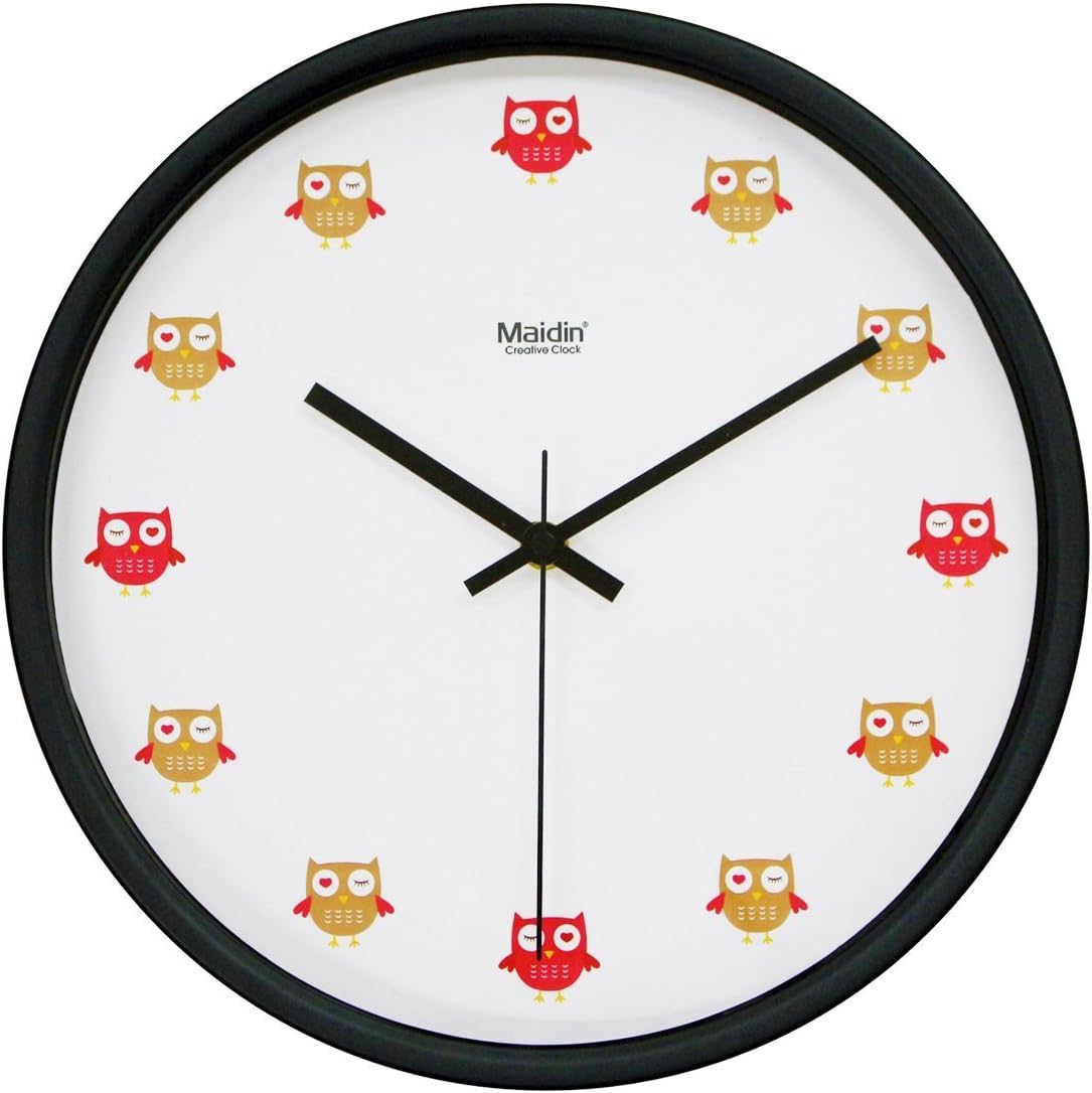 Maidin 12" Cartoon Non Ticking Silent Wall Clock - Owls