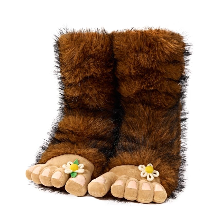 Image of ooohyeah Women's Fuzzy Animal Warm Slipper Socks, Cute Funny Cozy Non-Slip House Socks for Women, Size 5-10