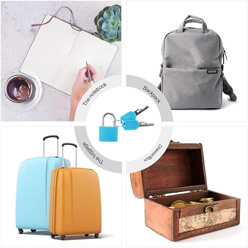 Miniatura 7 de 7 candados de seguridad para maleta con llaves, mini candado de seguridad de metal multicolor, candado pequeño, candado de gimnasio, cerradura de