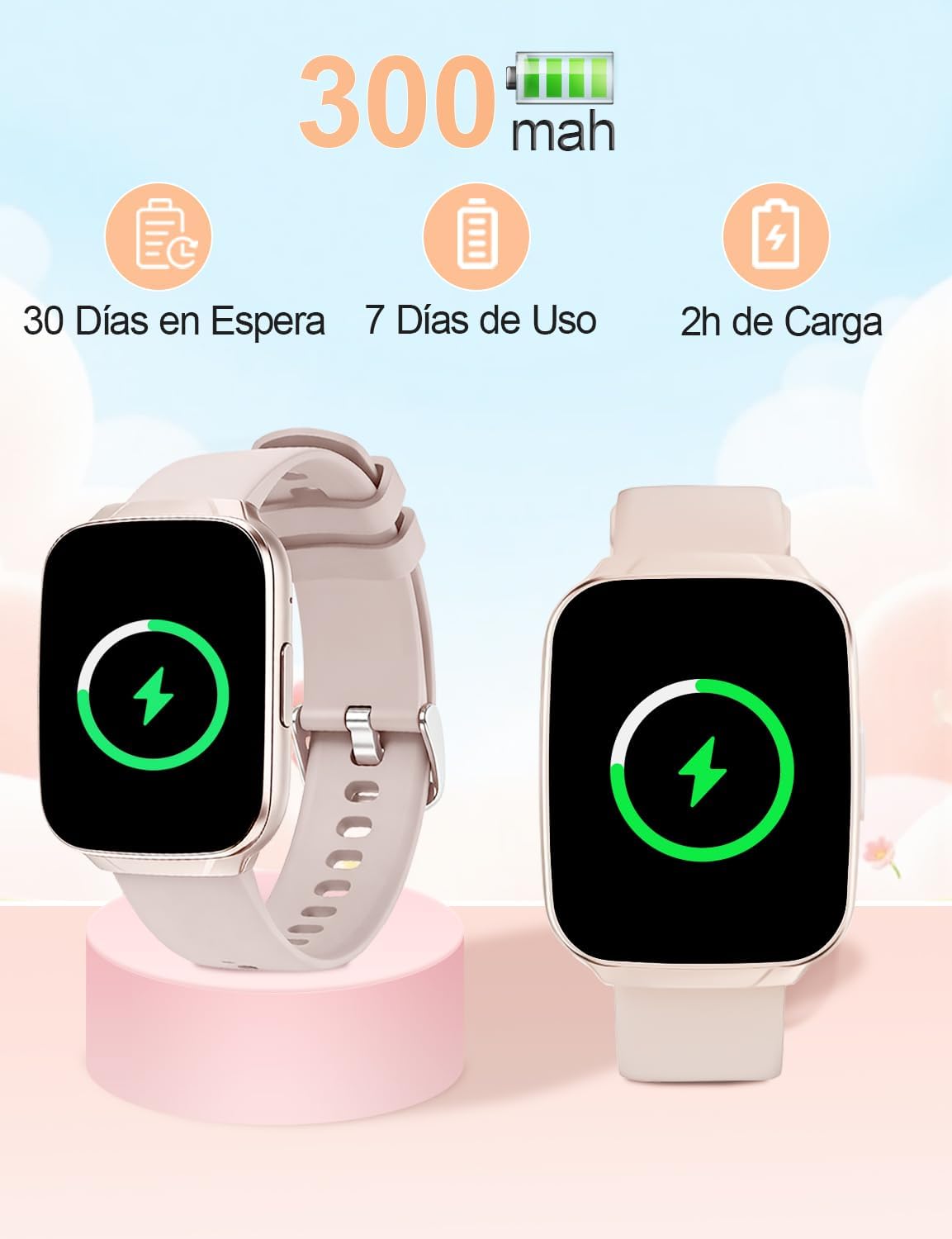 Reloj Inteligente Mujer, Rosa Dorado, 1,83 Pulgadas Elegante con Llamadas Bluetooth, Seguimiento del Ciclo Menstrual, Monitor del Sueño, Impermeable IP67, Larga Autonomía, para iOS y Android 9