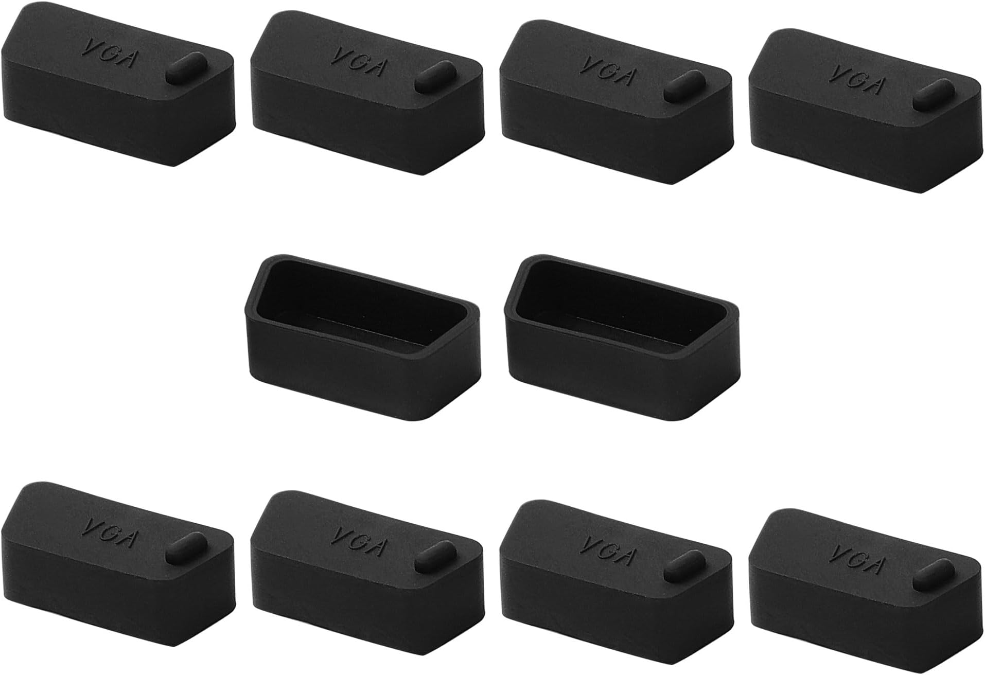 uxcell Silicone VGA Female Port Cover Anti Dust Cap, Port Plug Protector for D-Sub Serial 16mm x 9mm 10pcs Black
