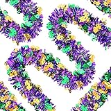 50 Feet Mardi Gras Decorations Glitter Tinsel Garland Purple Green Gold Metallic Streamers Sparkling Glittering Hanging Decoration for Mardi Gras Indoor Outdoor Home Party Decor