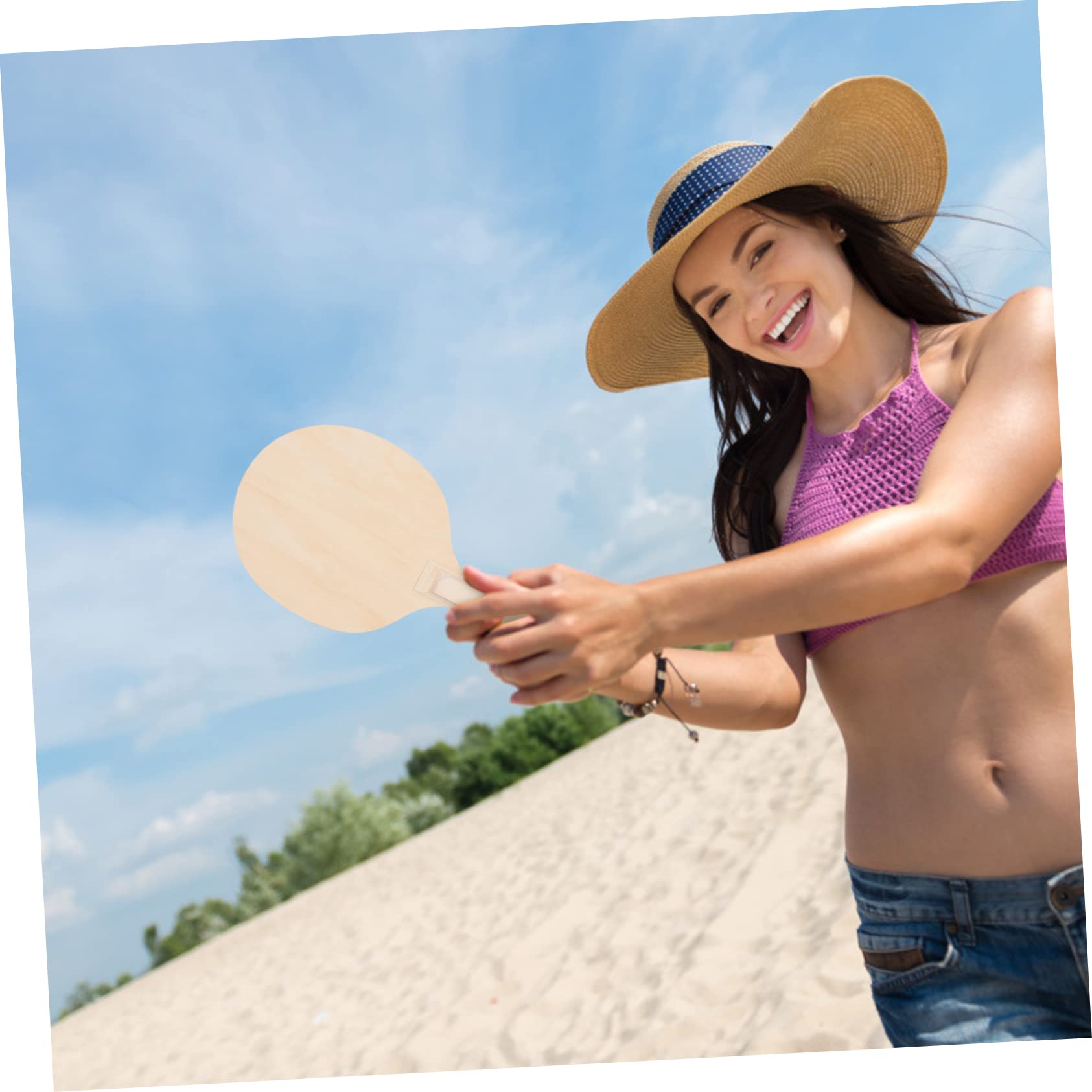 Toddmomy Set di Racchette da Spiaggia 4 Pezzi in Legno Marrone | Controllo Stabile della Palla, Buona Elasticità, per Giochi Spiaggia e Vacanze Estive, Leggero