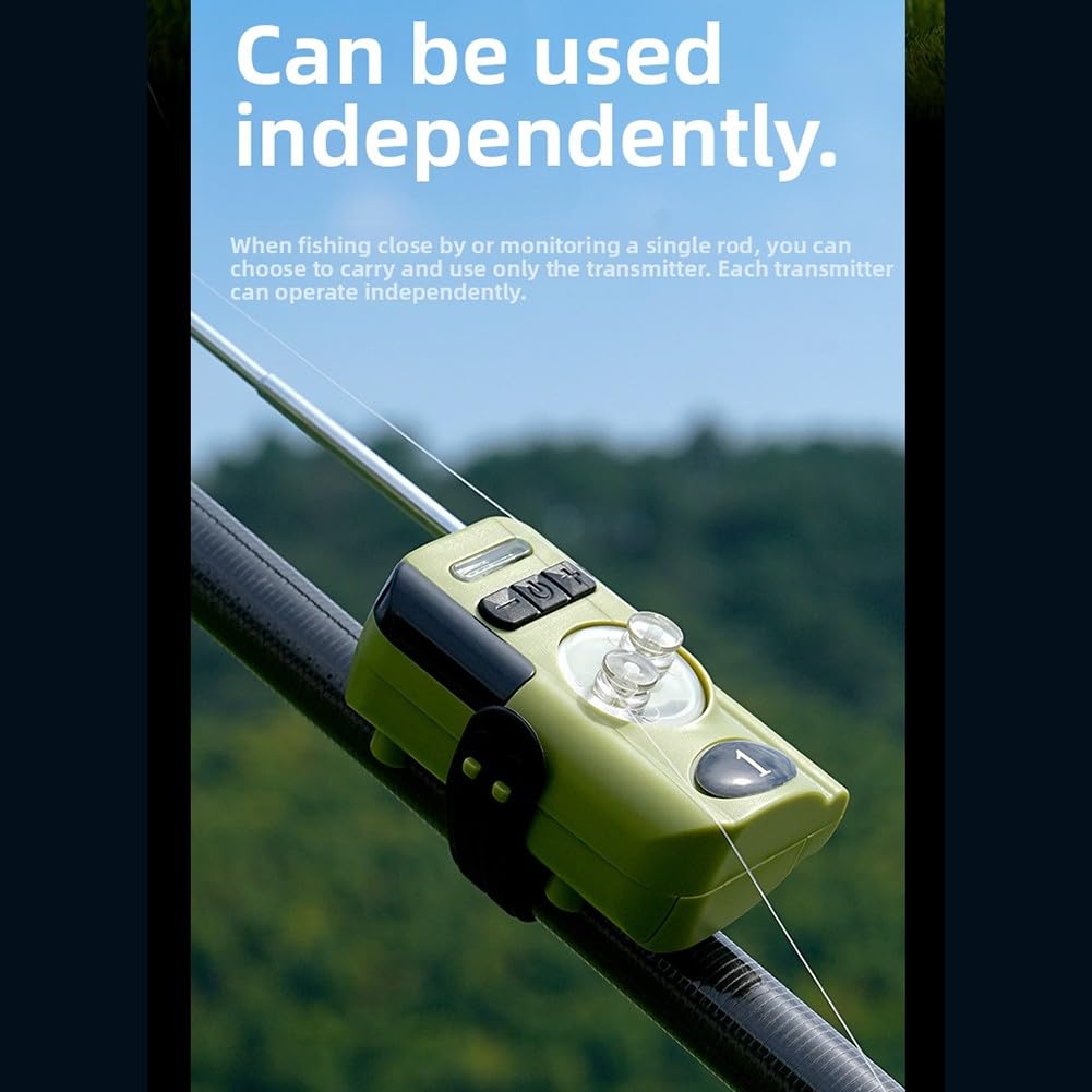 Set di allarme per abboccata da pesca con segnale di 500 m per portata, indicatore sensibile dell'amo per canna da mare, volume regolabile, sistema wireless