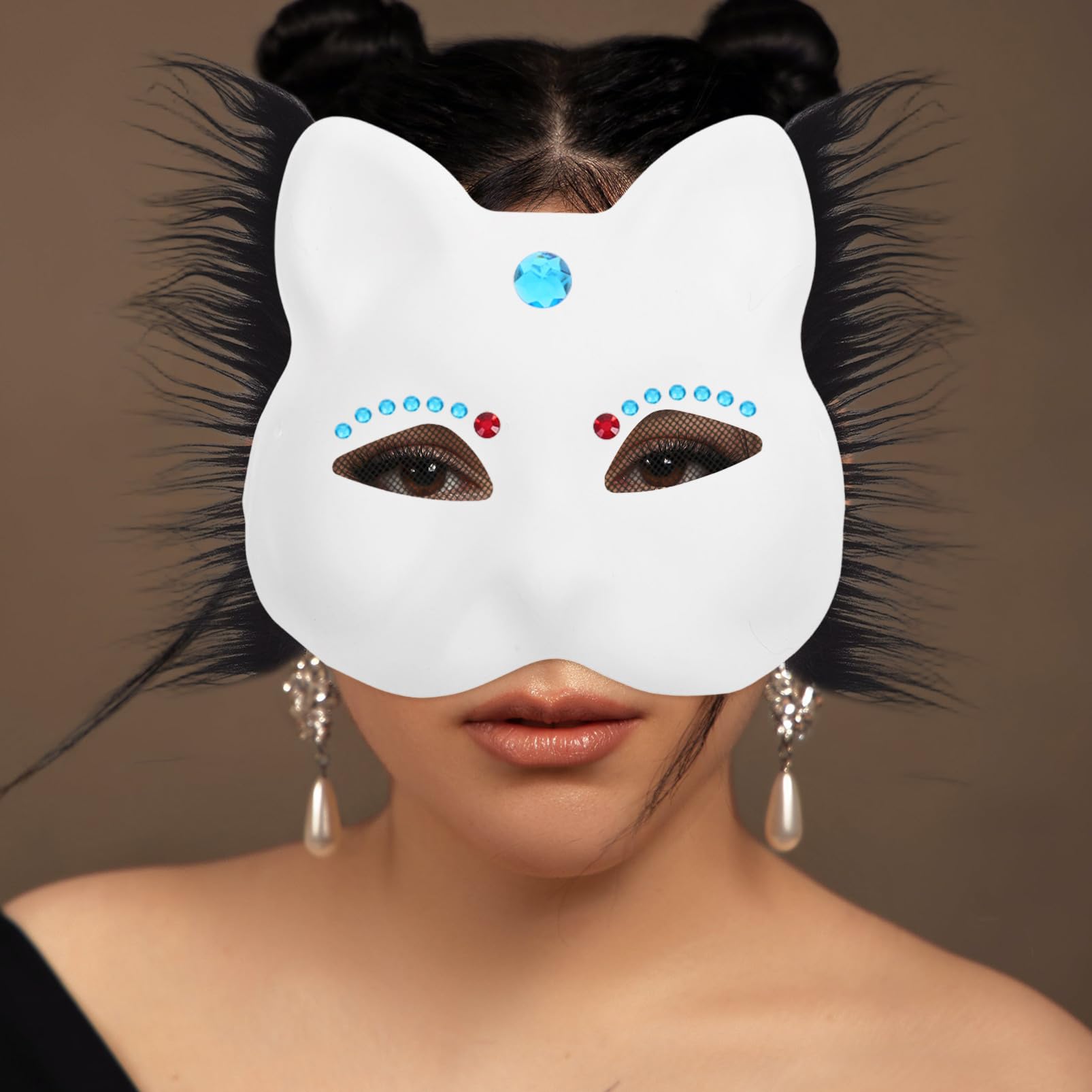 Maschere Animali Decorativi per Feste Maschera Cat Vuota per Diy Accessori per Cosplay e Balli Maschera Include Elementi Decorativi per Personalizzazione e Creatività Dei