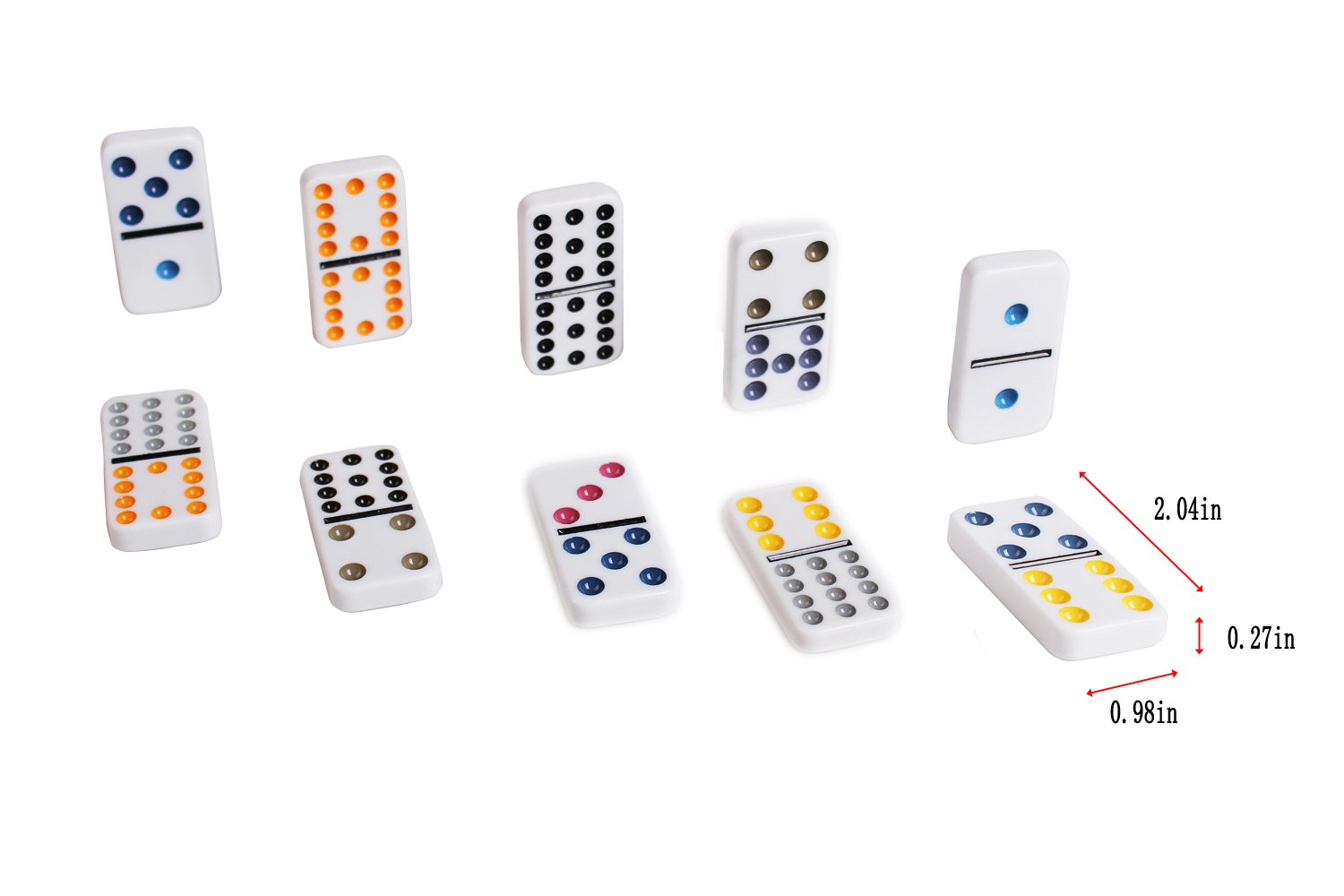 Jeu Dominos du Train Mexicain Double 12, 91 Dominos dans Boîte en Tissu avec 9 Trains, Livret d'Instructions, Blocs Score et Moyeu Octogone