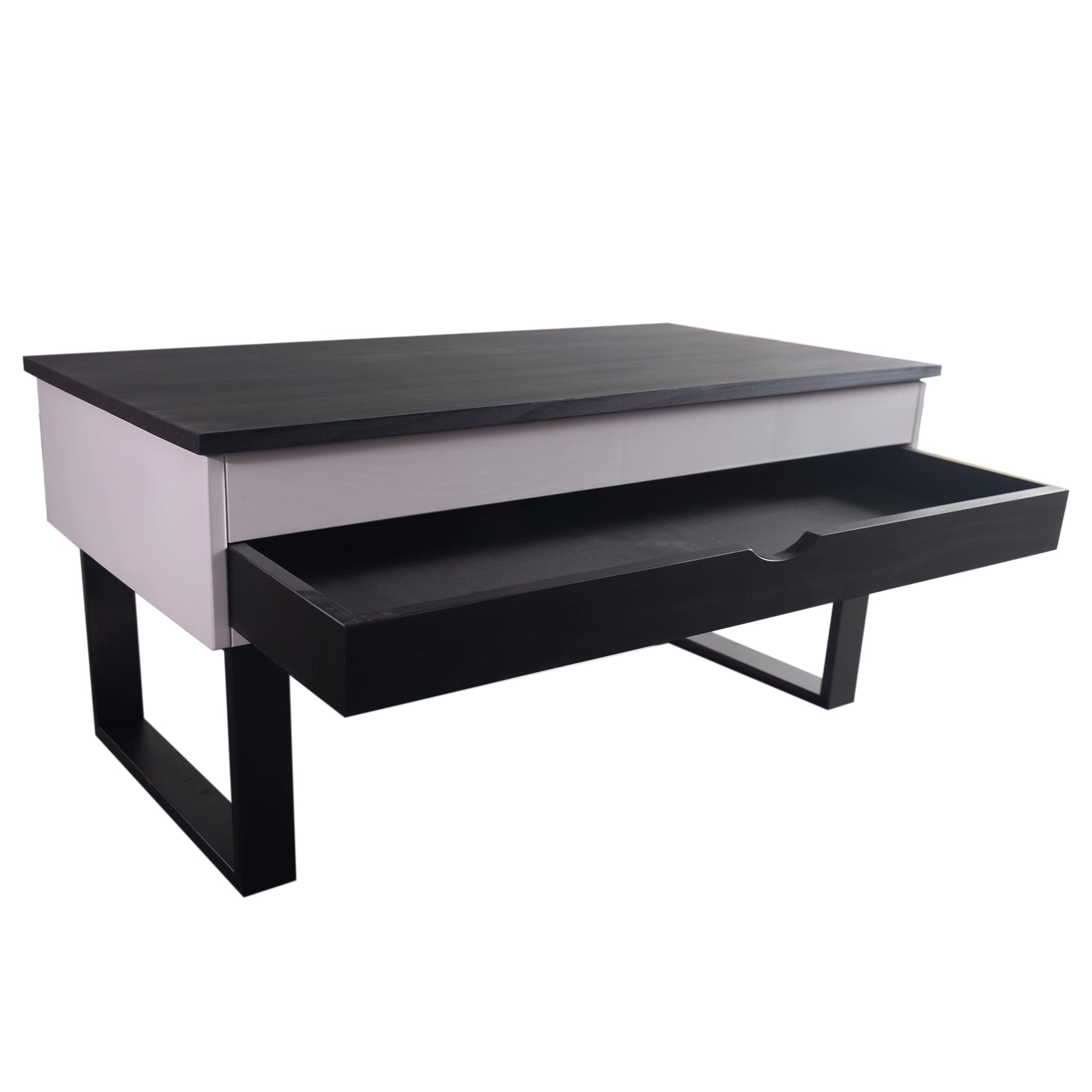 LoMasCasa - Tavolo da salotto da centro collezione Sonka sollevabile con cassetto scorrevole in legno naturale massiccio disponibile in bianco e nero - 100 x 50 x 48 cm