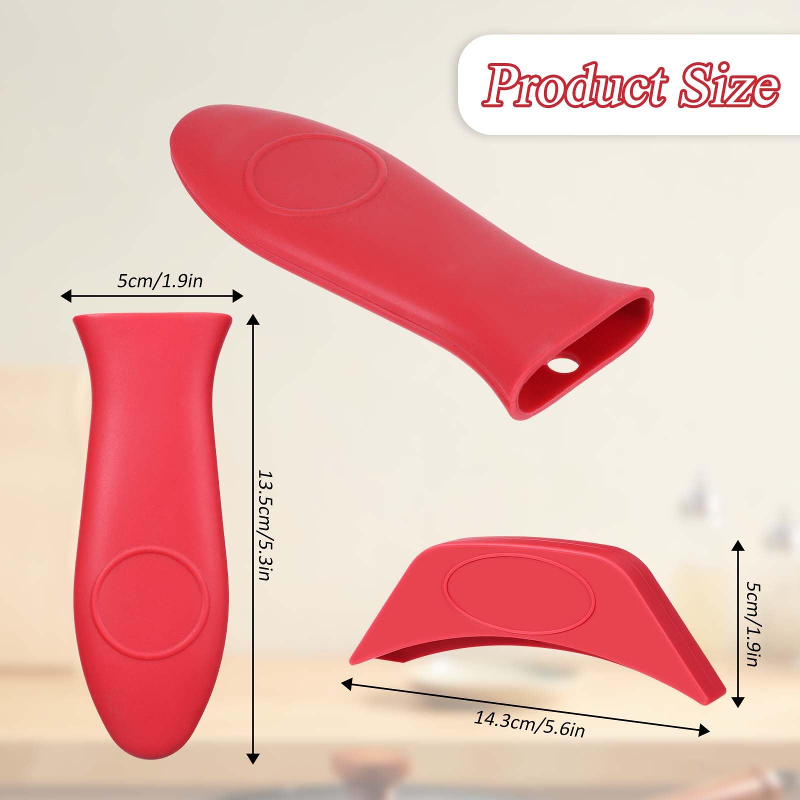 Psyqtsuary Cast Iron Handle Cover 2 PCS Heat Resistant Silicone Hot Handle Holder Cast Iron Skillet Handle Covers Non-Slip Pot Holder Sleeve for Metal Frying Pans ?Aluminum Cookware Handles - Red