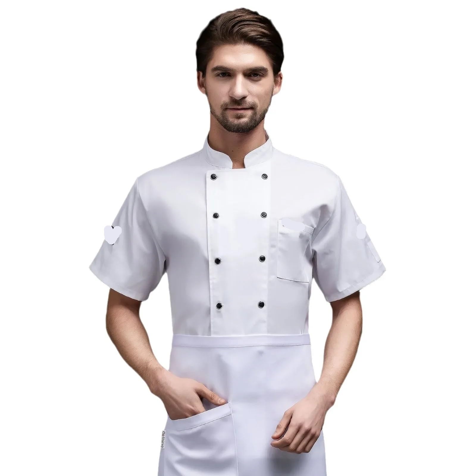 Divisa da Cuoco Tuta da Cuoco in Rete Traspirante da Cucina, Tuta da Cuoco for Uomo e Donna, Manica Corta, Estiva, for Hotel, ristoranti e Mense per Chef(L)