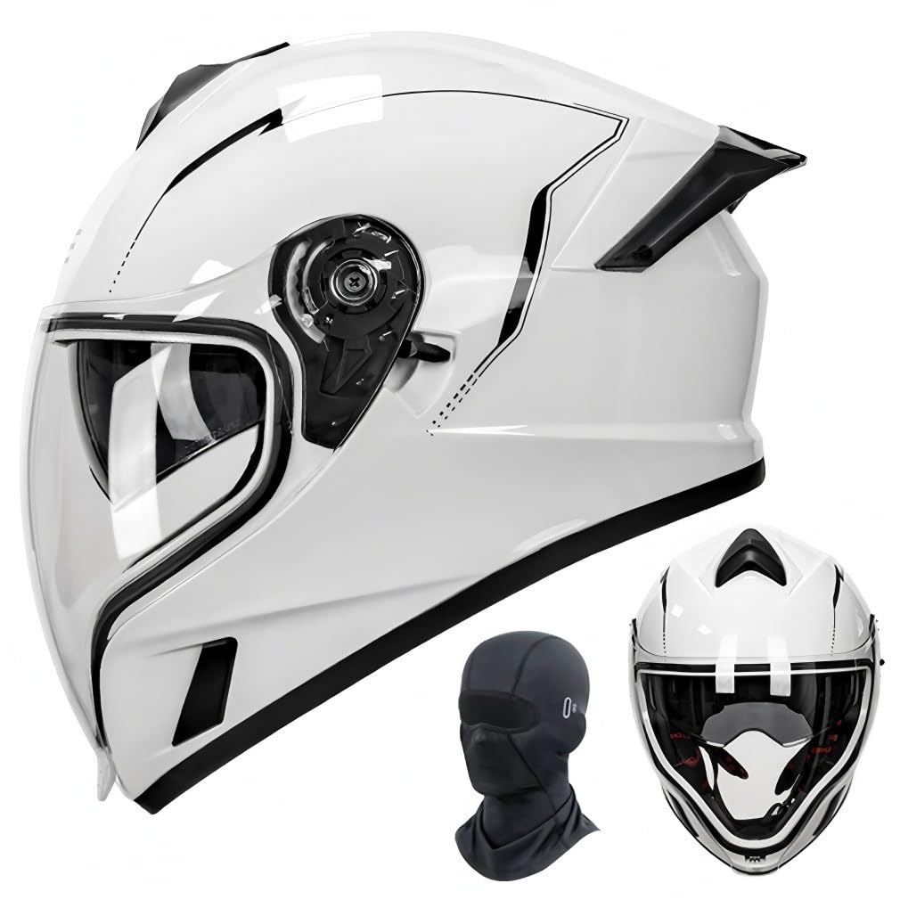 Kask motocyklowy integralny kask z maską, homologacja ECE, wysokiej jakości podwójny wizjer, zdejmowany wewnętrzny system, system wentylacji dla dorosłych mężczyzn/kobiet (M-2XL, 57-64 cm)