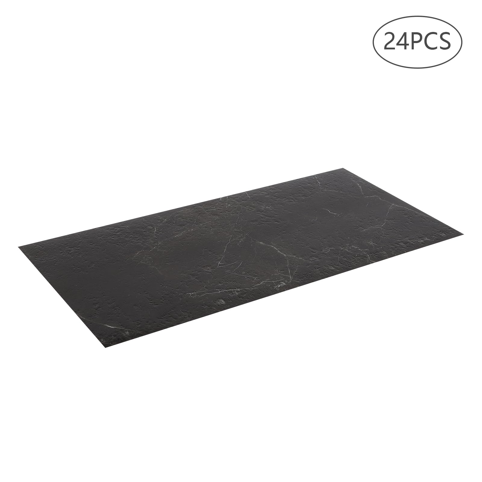 Revestimiento de suelo autoadhesivo, 24 unidades, color negro, vetas de piedra, baldosas de PVC, aspecto de azulejos, autoadhesivas, 60 x 30 cm