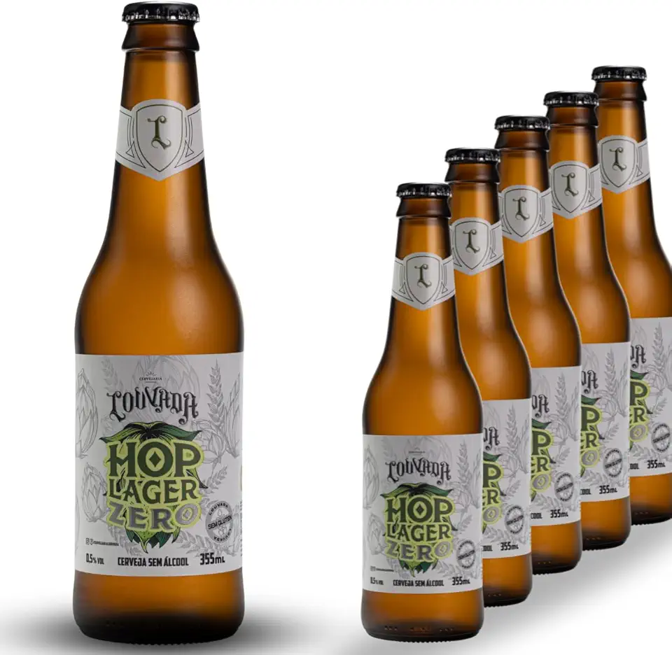 Cerveja Hop lager Zero Sem Alcool Louvada 355ml - 06unidades Sem Glúten