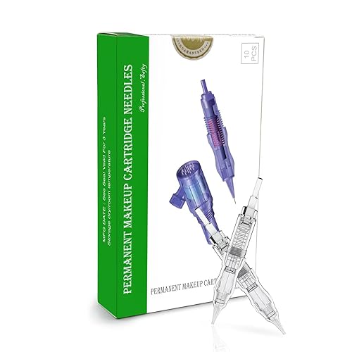 BIOMASER - 10 agujas de cartucho de maquillaje permanente esterilizadas agujas de tatuaje para máquina de maquillaje permanente bolígrafo de tatuaje