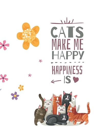 Hardcover Sketchbook, 120 blank pages, 8.5x11: Happy Cat Design Large Notebook for Drawing, Hardcover Sketchbook for Artists, Women, Men and Kids