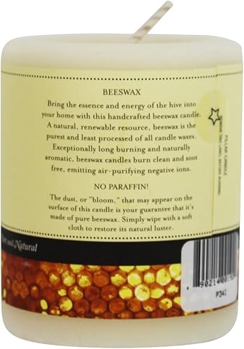 Miniatura 2 de Big Dipper Wax Works Vela de pilar blanco marfil, 60 horas de combustión larga, vela de cera de abeja pura, 3 x 3.5 pulgadas