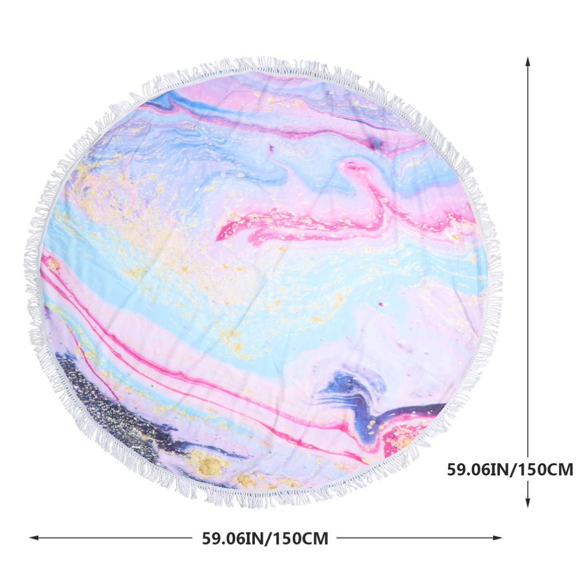 Cabilock Telo Mare Rotondo Marbling 150cm in Poliestere, con Nappe