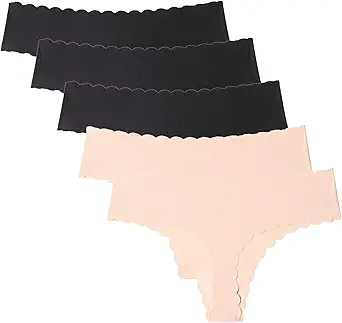 Wetopkim Seamless Thongs for Women, No Show Panties V-waisted Stretch Breathable, Seamless Thong Underwear 6 Pack S-XL