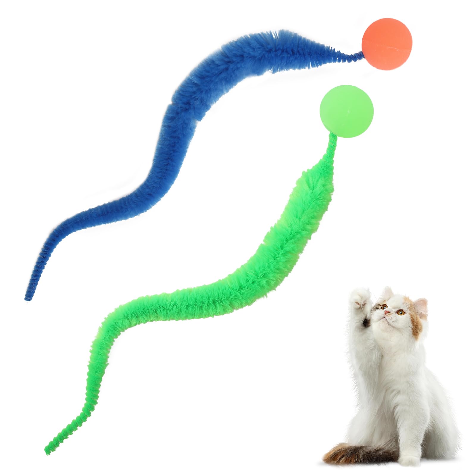 Palline Per Gatti Con Coda Di Bruco - 2 Pezzi, Rimbalzanti, Giochi Interattivi Per Divertimento In Casa - Foto 14