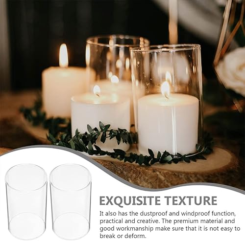 Miniatura 8 de VOSAREA 4 portavelas de cristal con extremo abierto cubierta de vela de cilindro sin fondo para festivales de bodas 39 x 28in