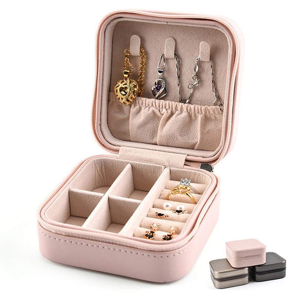 Schmuck-Organizer-Box, Schmuckschatulle, tragbar, für Reisen, Kunstleder, Reißverschluss, Schmuckschatulle, PU-Leder, Reißverschluss, Schmucketui, Hochzeitsgeschenkboxen für Frauen, bestes Geschenk