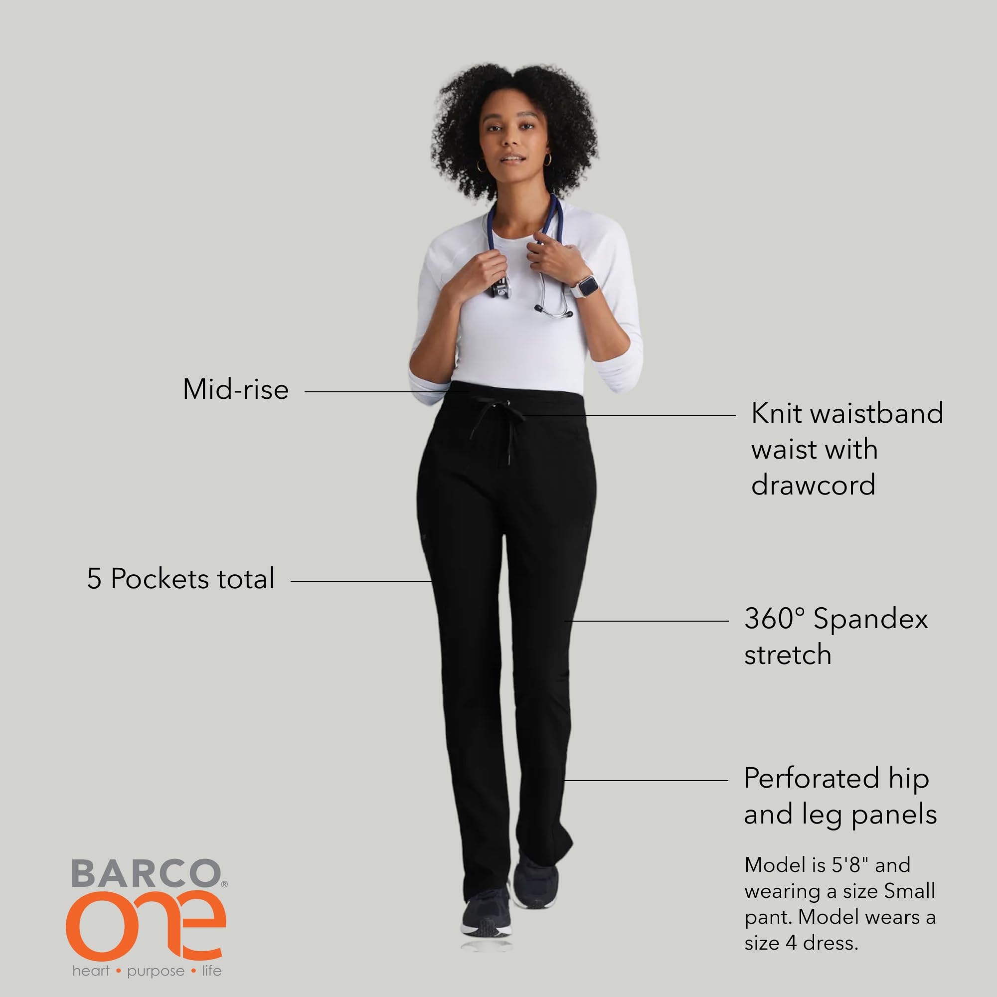 BARCO One Uplift - Pantaloni da donna con 5 tasche, a vita media, elasticizzati in spandex 360