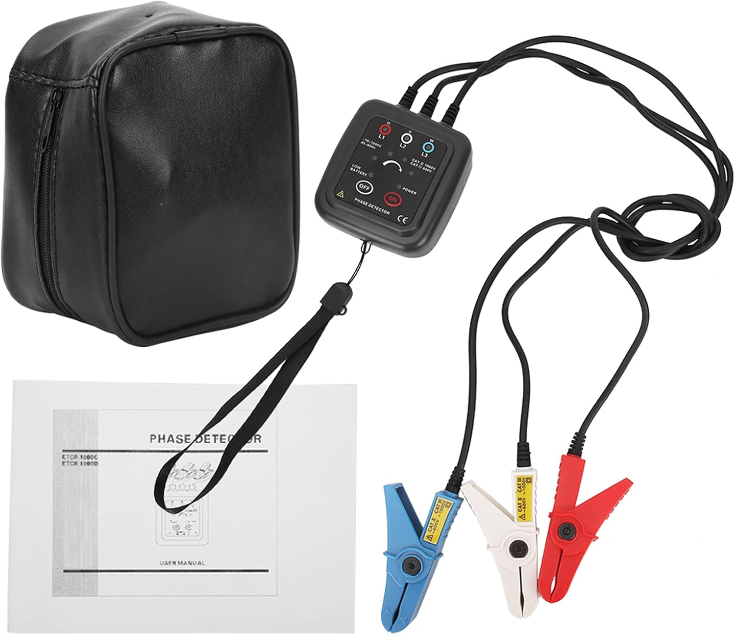 flexman ETCR1000C Non Contact Phase Sequence Tester, AC 70~1000V clamp Type Non Contact Magnetic Base Phase Meter with 0.6m Leads