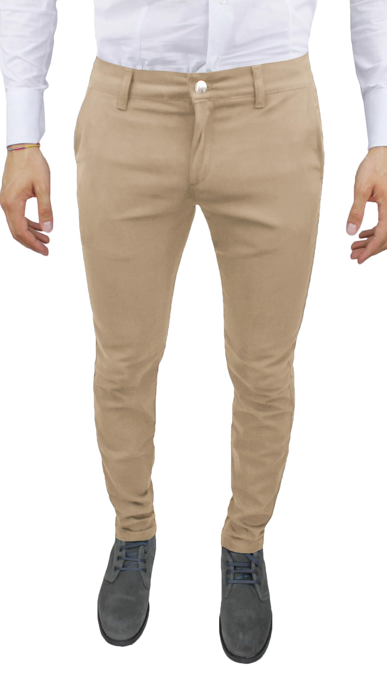 Evoga Pantaloni Uomo Slim Fit Invernali Alta Sartoria Chino's Eleganti Casual