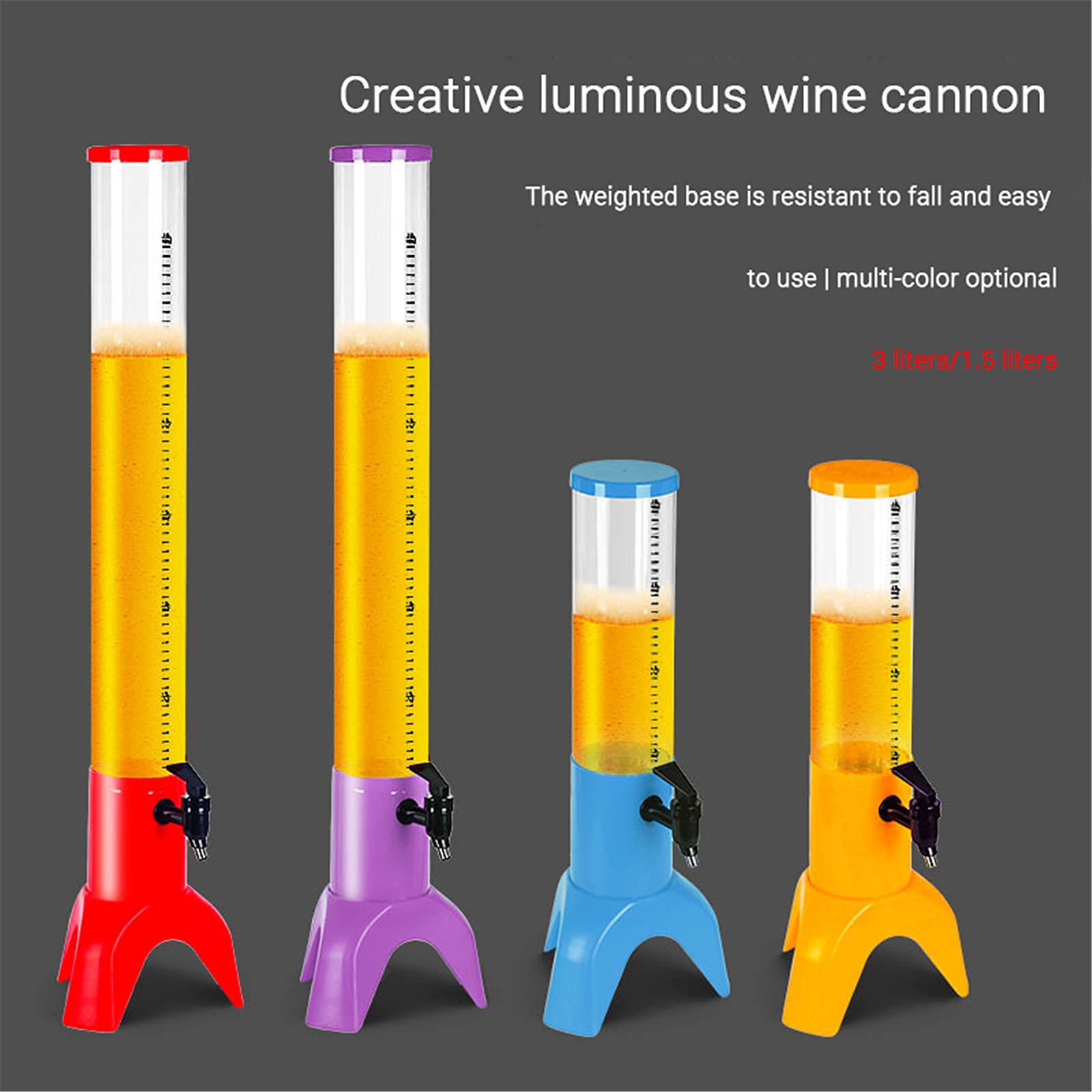 MU Birra Torre, Birra Birra Dispensatori Luminosa Tower Tower Birra Draft Creativo Birra da 3 Litri Banele Succo Drink Drink Bar Party Dispenser,Rosso,5L.