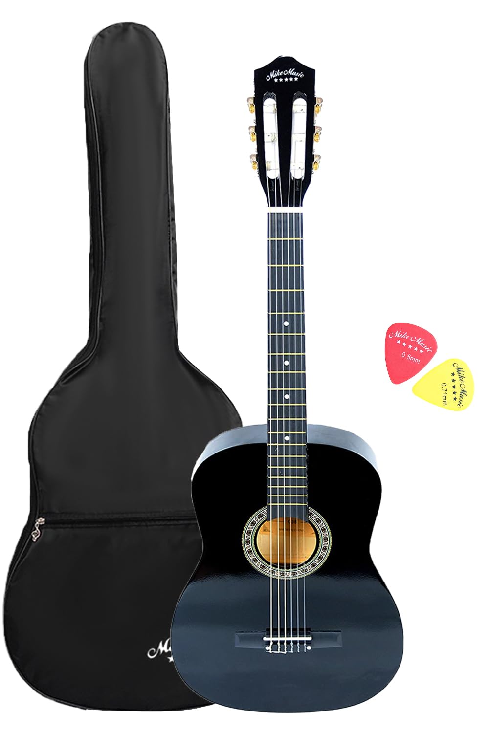 Mike Music '38 inch Classical Nylon Strings Acoustic Guitar Classic Starter Bundle for Beginner with Gig Bag, 2 Picks, Classical Guitar Set for Kids Student Adult Beginner