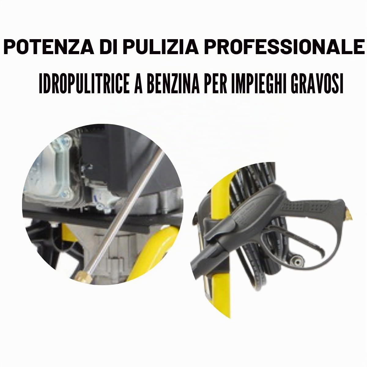 Idropulitrice a benzina 3200 PSI (220 Bar), Ducar DV196 196cc 4.3HP idropulitrice a gas ad alta pressione per auto, patio e giardino, WASPPER W3200VA