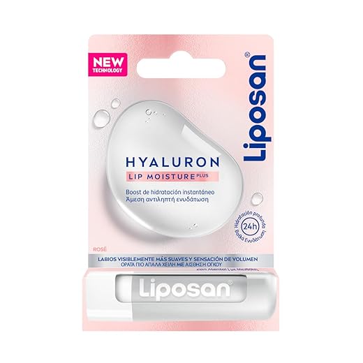 Liposan Hyaluron Plus (1 x 5,2 g), bálsamo labial con ácido hialurónico, cacao de labios con boost de hidratación instantáneo, bálsamo hidratante para unos labios suaves, tono rosé