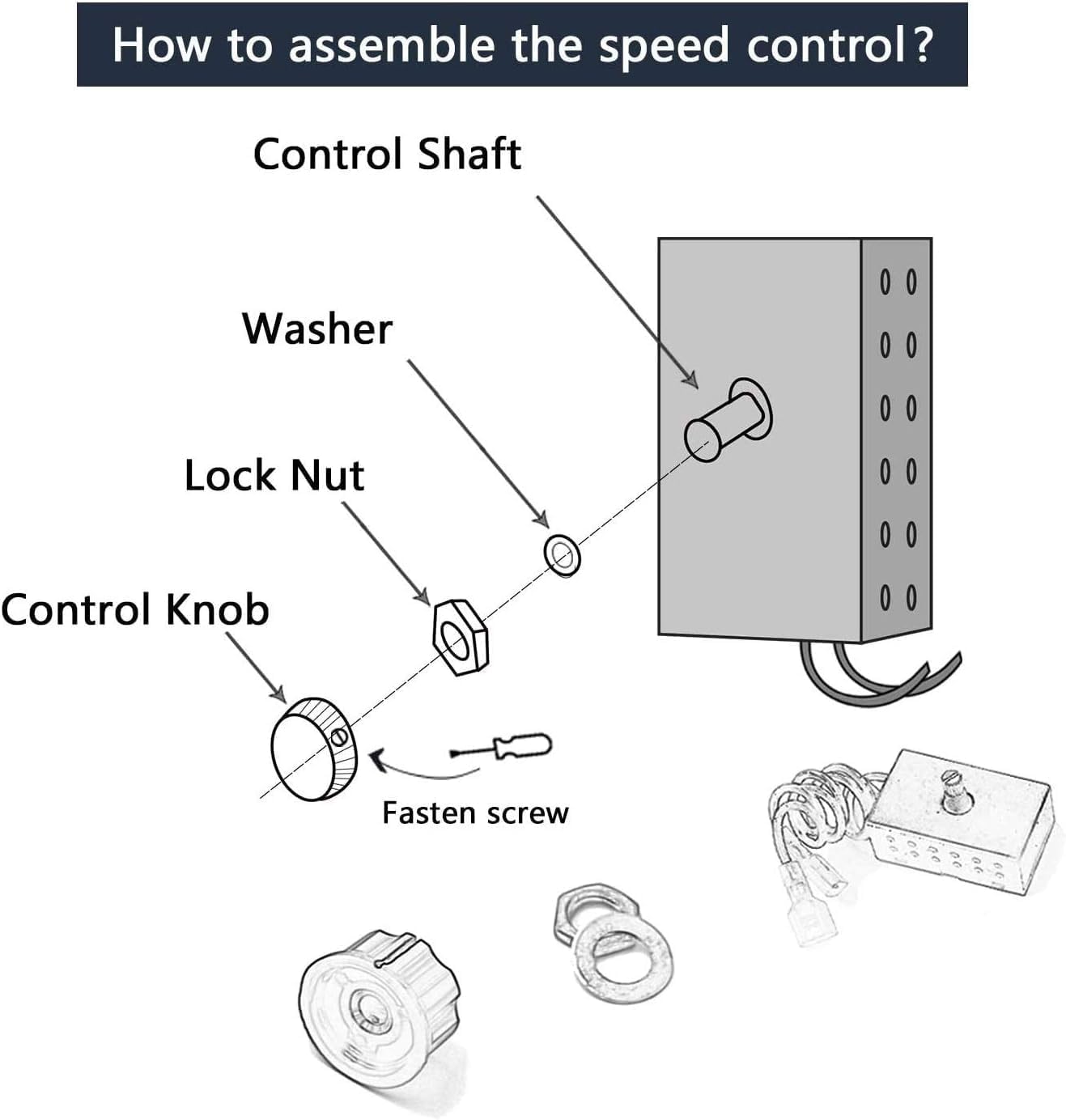 Criditpid Magnetic Thermostat Switch with High Temperature Resistant Wire for Fireplace Blower Fan Kit, Variable Speed Fan Speed Control Rheostat Switch for Stove Blower