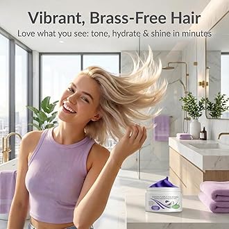 VITAMINS hair cosmetics Keratin Purple Hair Mask - Violet Blue Protein Deep Conditioner Treatment - Toner for Blonde Platinum Silver Gray Ash or Brown Colored Dry and Damaged Brassy Hair