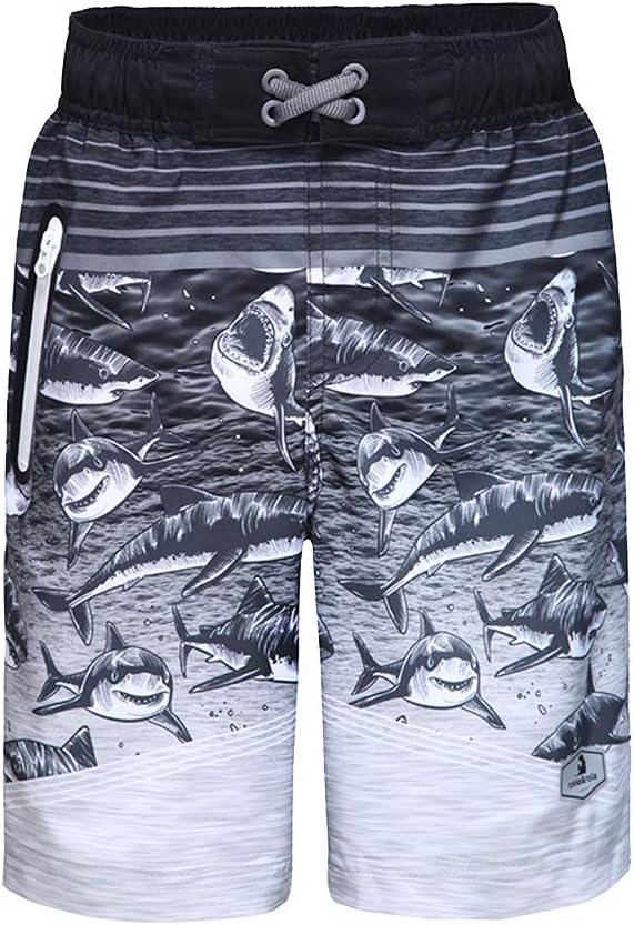 Rokka&Rolla Boys' 4-Way Stretch Swim Trunks Board Shorts Bathing Suit Swimwear with Mesh Lining, UPF 50+