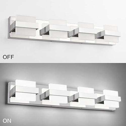 Miniatura 4 de SOLFART Modernas luces LED de tocador regulables, 4 luces para baño, lámpara de pared sobre el espejo