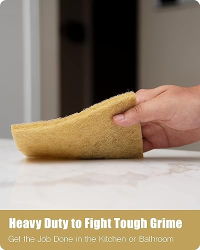 Miniatura 5 de Almohadillas naturales para fregar, paquete de 12 almohadillas de sisal antiarañazos, limpiadores ecológicos para limpieza de cocina, platos y ollas