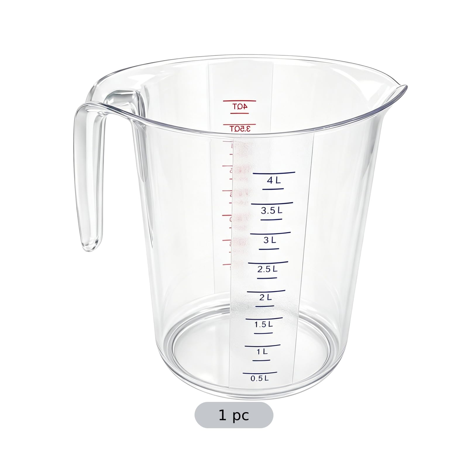 2 Stk. Große Kunststoff-Messbecher, 4-Quart-Flüssigkeitsmessbecher mit klarer Skala und Griff, transparent, stapelbar, für Küche, Backen, Gastronomie, Mixen und Getränkezubereitung