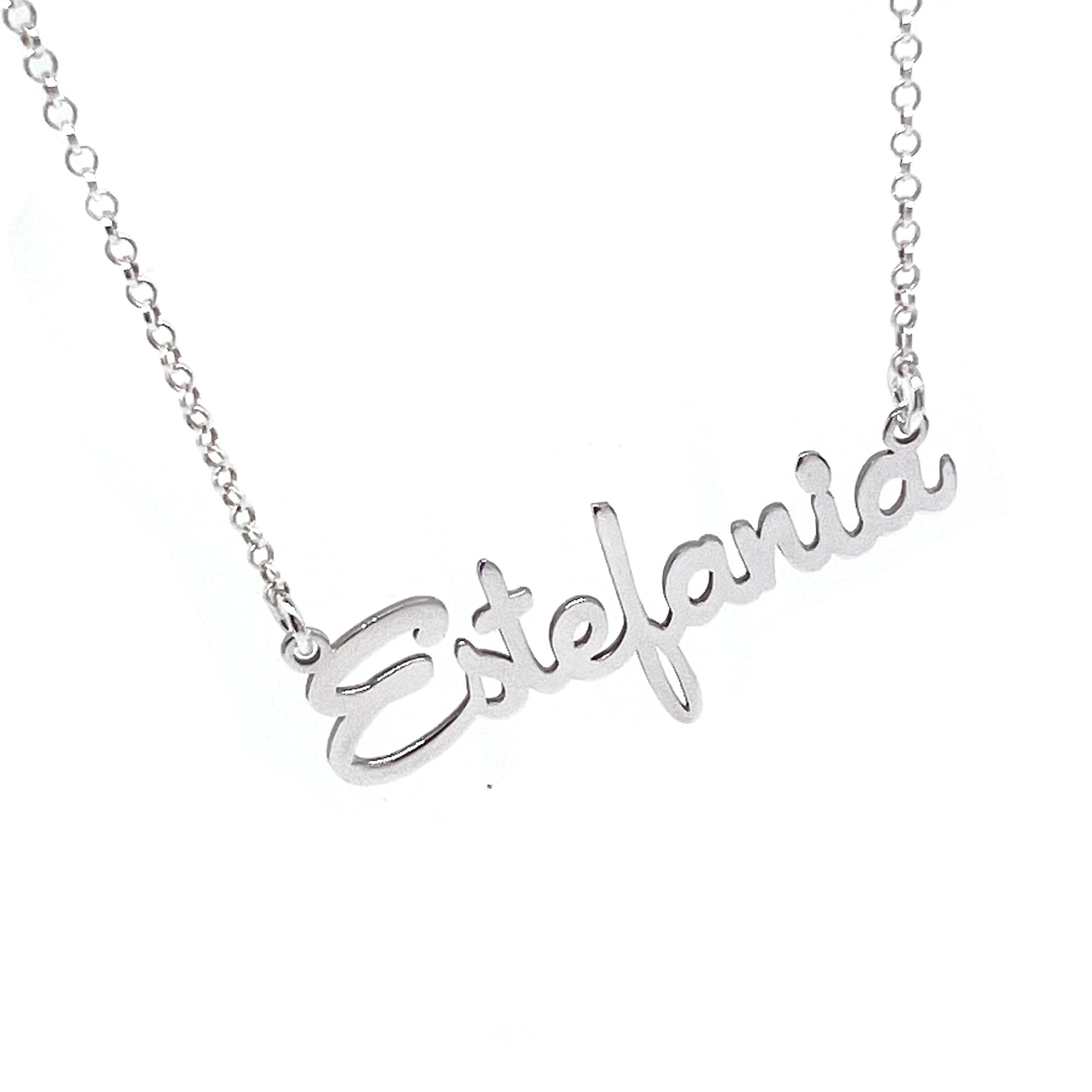 RINCON DEL ARTESANO HECHO A MANO MALAGA Rincón del Artesano Hecho a Mano Málaga. Collar con Nombre para Mujer Personalizado en Plata de Ley 925/1000. Regalo Día de la Madre. Modelo Estefania