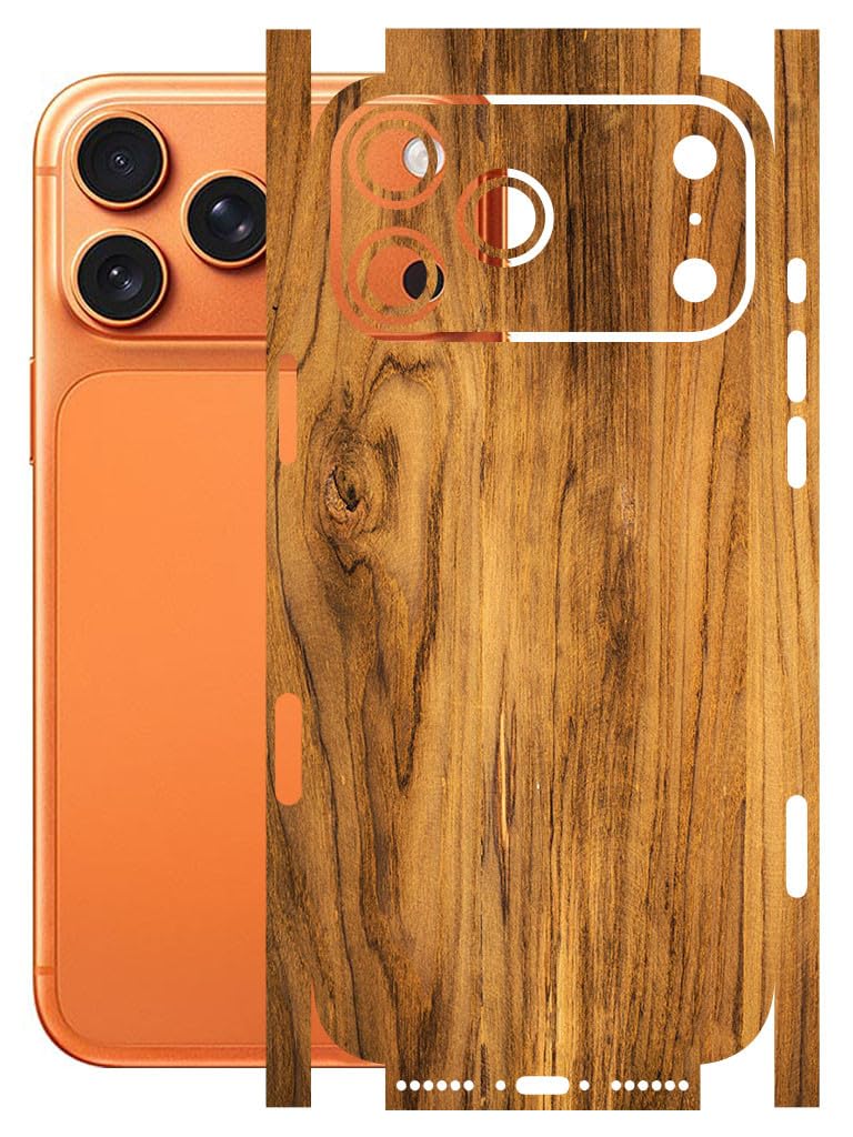 AtOdds - Full Body Back Screen Guard Protector Film - Wooden Textured Lamination Wrap Skin Sticker for iPhone 17 Pro Max | Scratchproof Matte Finish (Design - Oak Wood)-image-19