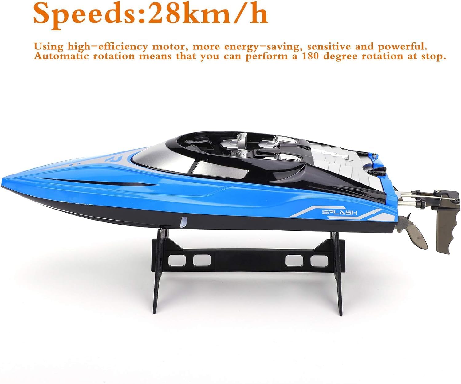 Gormery 2.4Ghz Rc Boat- 20 Mph High Speed Remote Control Boat For Adults And Kids For Lakes And Pools With 2 Rechargeable Batteries, Low Battery Alarm, Capsize Recovery - Multicolor 1