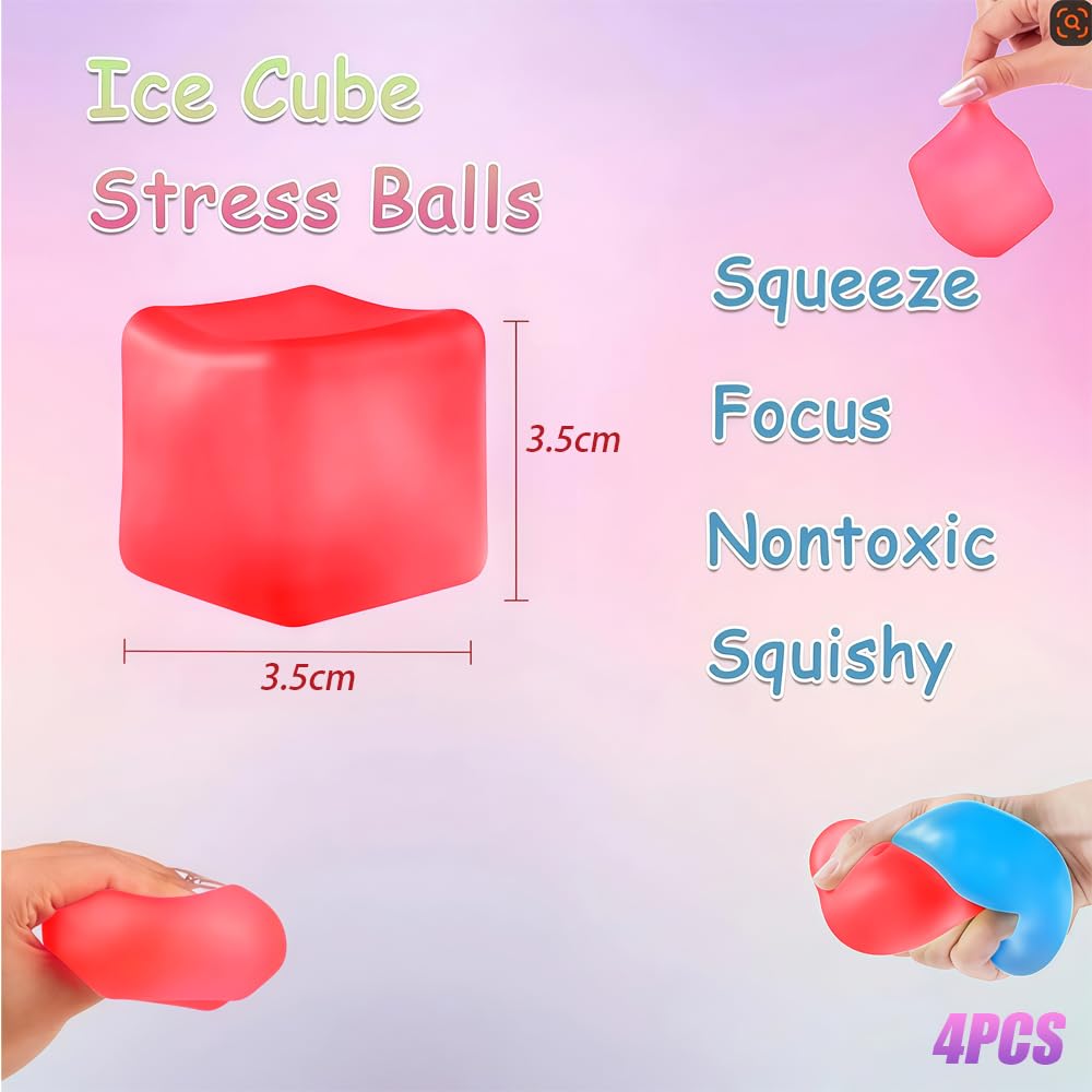 4PCS Cube Stress Balls for Kids,QIANSSE Adults Squishy Cube Fidget Sensory Squeeze Toys for Stress Relief ADHD Anxiety Nice Cube Squishy Cube Stress Ball for Kids Fidget Cubes for children - Image 2