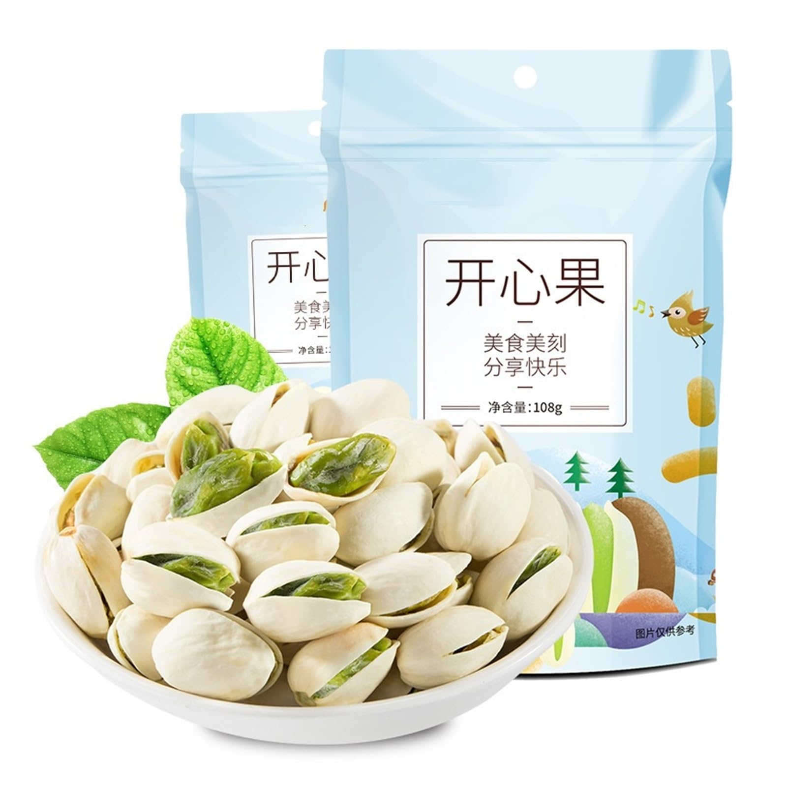 108 g di pistacchi, sgusciati naturalmente e aperti, con granelli carnosi, verde smeraldo, croccanti e fragranti(4bag)